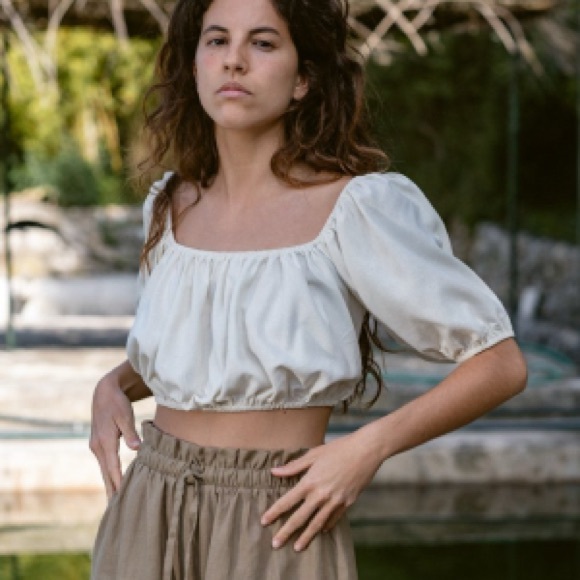 Ozma Georgia top in Regan silk noil, Laurel size small - Picture 2 of 5